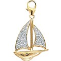 14k Yellow Gold 1/10ct TDW Diamond Sailboat Charm