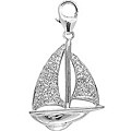 14k White Gold 1/10ct TDW Diamond Sailboat Charm
