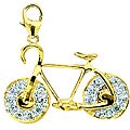 14k Yellow Gold 1/10ct TDW Diamond Bicycle Charm