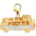 14k Gold 1/10ct TDW Diamond Fire Truck Charm