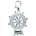 14k White Gold 1/10ct TDW Diamond Ship Wheel Charm