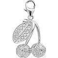 14k White Gold 1/8ct TDW Diamond Cherries Charm