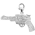 14k White Gold 1/10ct TDW Diamond Pistol Charm