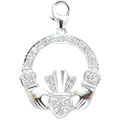 14k Gold 1/10ct TDW Diamond Irish Claddagh Charm
