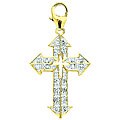14k Gold 1/10ct TDW Diamond Cross Charm
