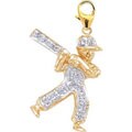 14k Gold 1/10ct TDW Diamond Baseball Player Charm
