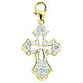 14k Gold 1/10ct TDW Diamond Cross Charm