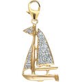 14k Yellow Gold 1/10ct TDW Diamond Sailboat Charm