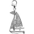 14k White Gold 1/10ct TDW Diamond Sailboat Charm
