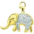14k Gold 1/10ct TDW Diamond Elephant Charm