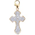 14k Yellow Gold 1/10ct TDW Diamond Cross Charm (H-I-J, I2)