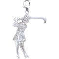 14k Gold 1/10ct TDW Diamond Lady Golfer Charm
