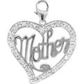 14k Gold 1/10ct TDW Diamond Mother in Heart Charm