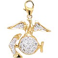 14k Gold 1/10ct TDW Diamond Marine's Logo Charm