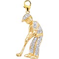 14k Gold 1/10ct TDW Diamond Man Golfer Charm (H-I-J, I2)
