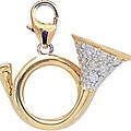 14k Gold 1/10ct TDW Diamond French Horn Charm
