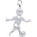 14k Gold 1/10ct TDW Diamond Boy Soccer Player Charm