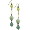 1928 Jewelry Ear Candy Green Hues Linear Bead Earrings