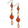 1928 Jewelry Ear Candy Peach Hues Linear Bead Earrings