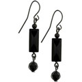 1928 Jewelry Hematitetone Jet Linear Drop Earrings