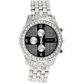 Iced Out Men's Cubic Zirconia Black Dial Watch