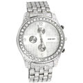 Iced Out Men's Cubic Zirconia Silver Dial Watch
