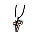 Stainless Steel Tri-tone Sleek Cross Necklace