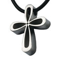 Stainless Steel Modern Curved Cross Necklace