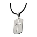 Stainless Steel Dog Tag with Large Cross Necklace