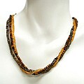 14k Gold Citrine/ Smoky Quartz/ Tiger's Eye Necklace