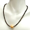 14k Gold Smoky Quartz and FW Gold Pearl Necklace
