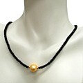 14k Gold Black Onyx and FW Gold Pearl Necklace