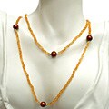 14k Gold Citrine and FW Brown Pearl Necklace