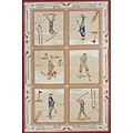Hand-hooked Beige Golfer Wool Rug (5' x 8')