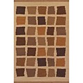 Handmade Brown Blocks Wool Rug (5' x 8')