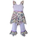 AnnLoren Girl's 2-piece Lavender Floral Pants Set