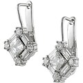 Sterling Silver CZ Square Dangling Earrings