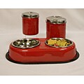 Red Double Pet Dish and Canisters