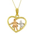 14k Tri-tone Gold Mom and Baby Heart Necklace