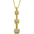 14k Yellow Gold 3-stone CZ Pendant with Box Chain