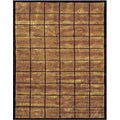 Hand-knotted Plum/ Gold Wool Rug (5'6 x 8'6)
