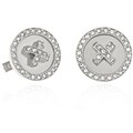 Sterling Silver CZ Large Button Cuff Link