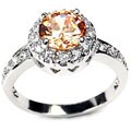 14k White Gold Overlay Champagne Solitaire Ring
