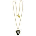 Goldtone Black Venetiarum Glass Heart Necklace