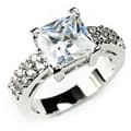 14k White Gold Overlay Clear Solitaire Ring