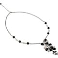 Sterling Silver Onyx and Crystal Cluster Necklace