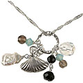 Sterling Silver Gemstone and FW Pearl Necklace (4-4.5 mm)
