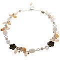 Sterling Silver Gemstone and FW Pearl Necklace (6 mm)
