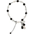Sterling Silver Onyx and Crystal Cluster Bracelet