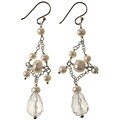 Sterling Silver Rock Quartz and FW Pearl Earrings (4 mm)